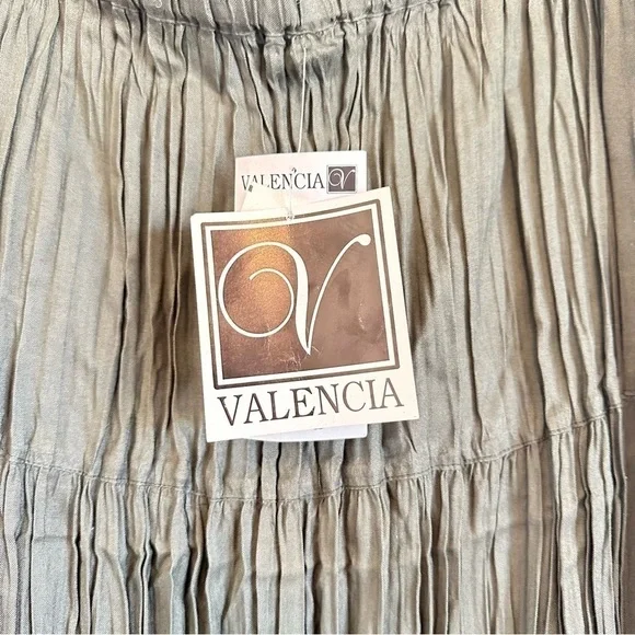 NWT olive green pleated maxi skirt earthy light flattering stretch women L - Picture 9 of 9